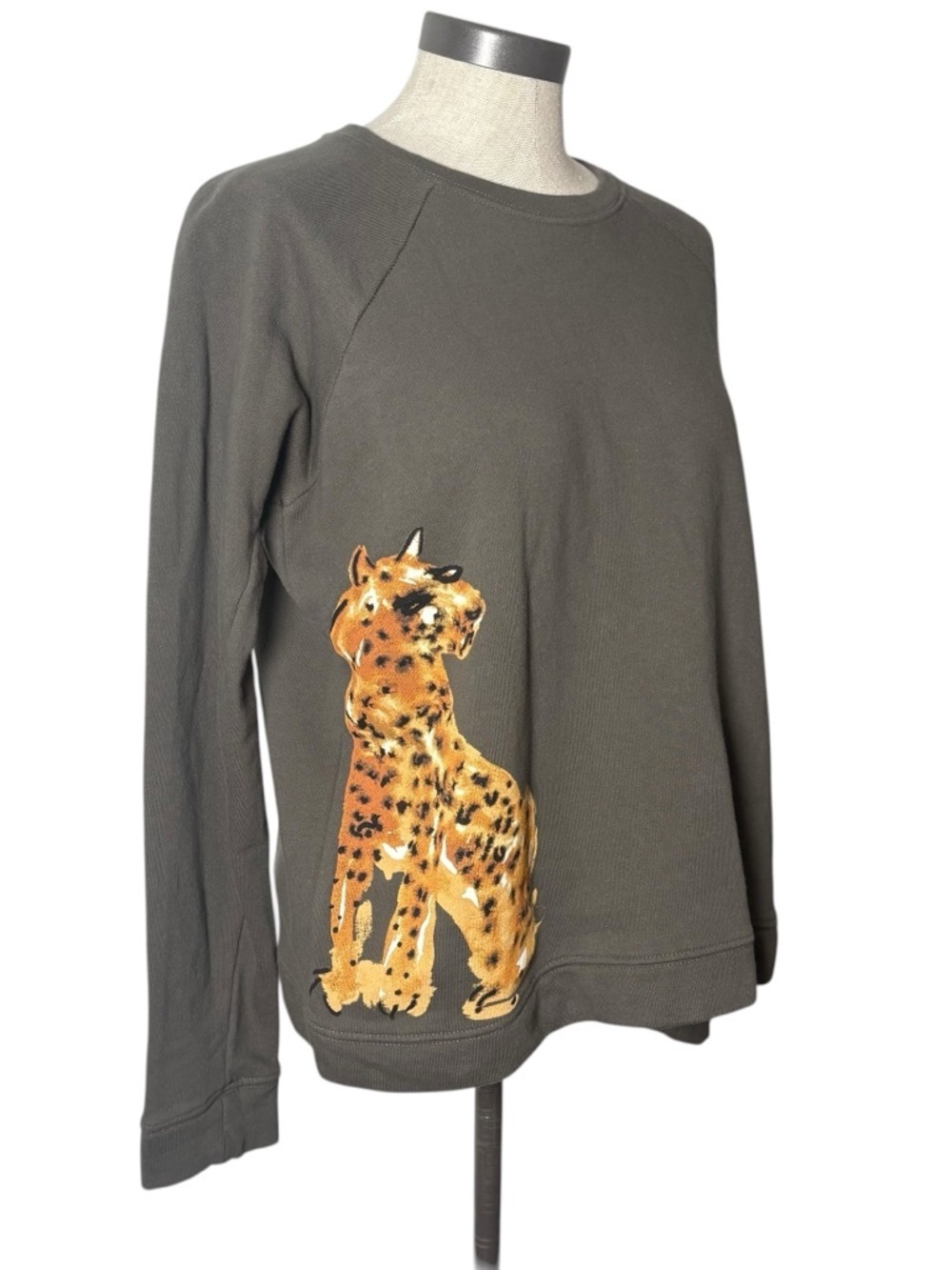 Anthropologie LouLou Avenue Cheetah Graphic Sweatshirt Boho Crewneck M Art - Picture 4 of 10